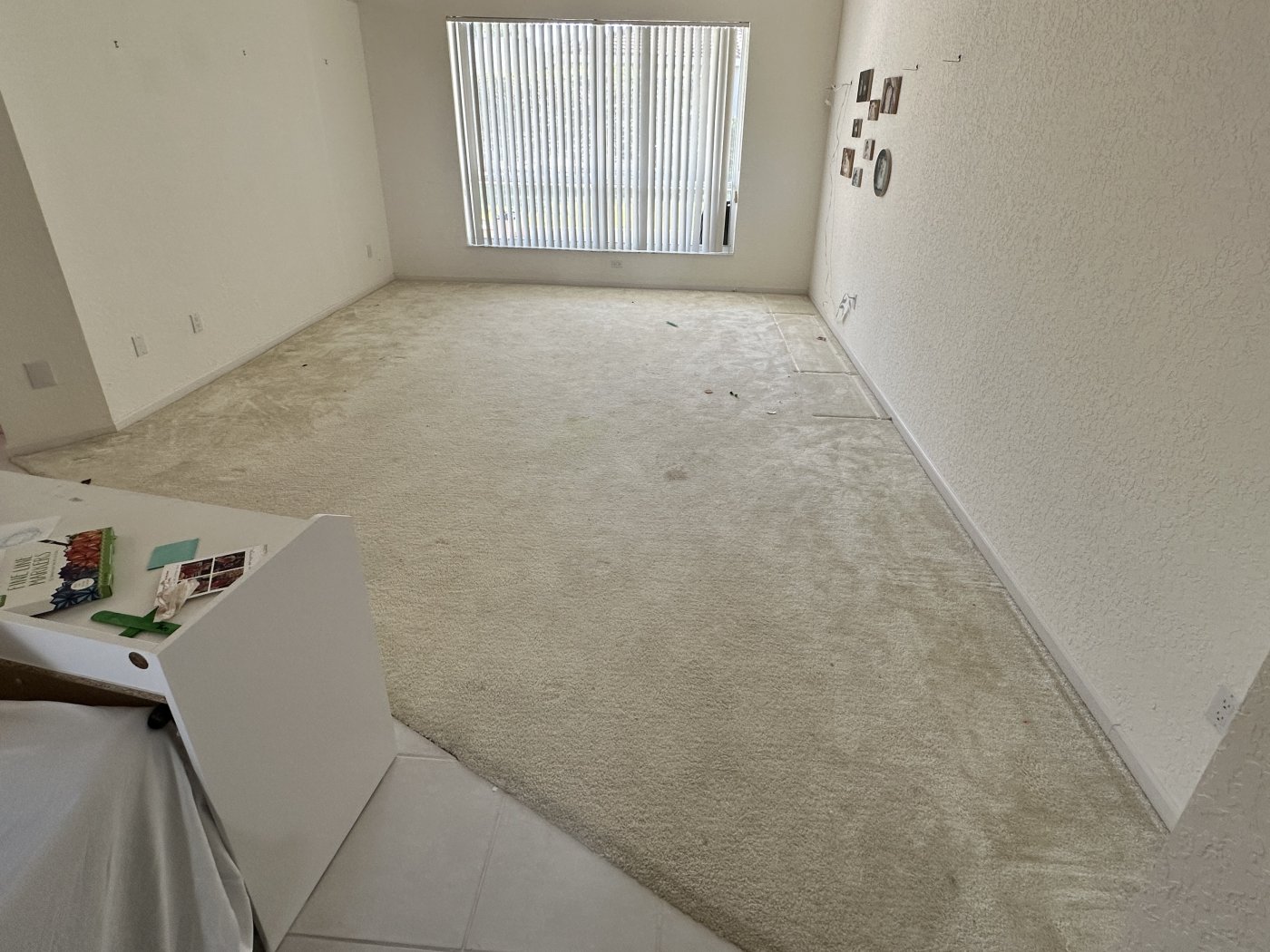 Before: Carpet to wood-look flooring